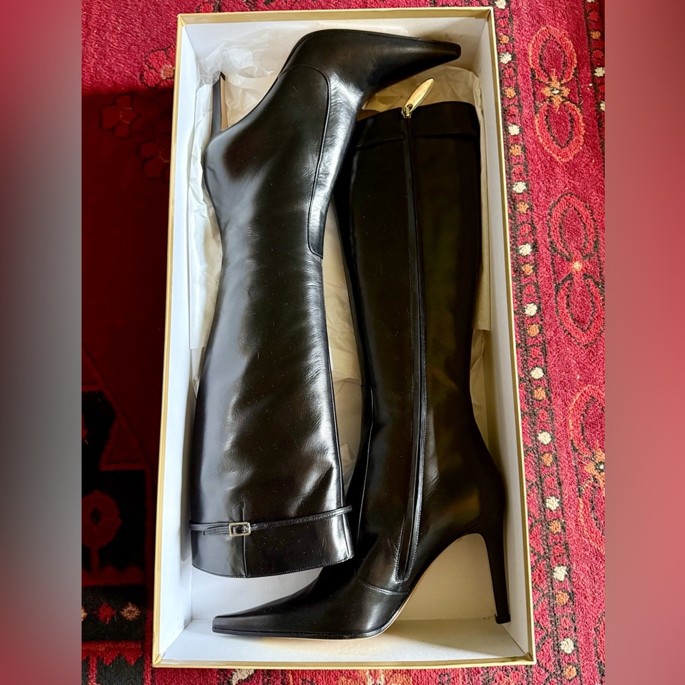 Sergio Rossi Black Leather Heeled Boots